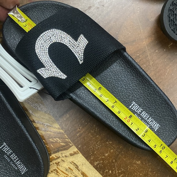 NWT TRUE RELIGION RHINESTONE SANDALS  Slipper Slide black crystal Swarovski - Picture 11 of 13
